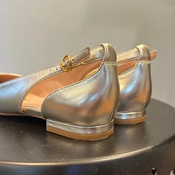 Cole Haan “Bria Cutout” Metallic Soft Gold Slingback Flats - Picture 6 of 7